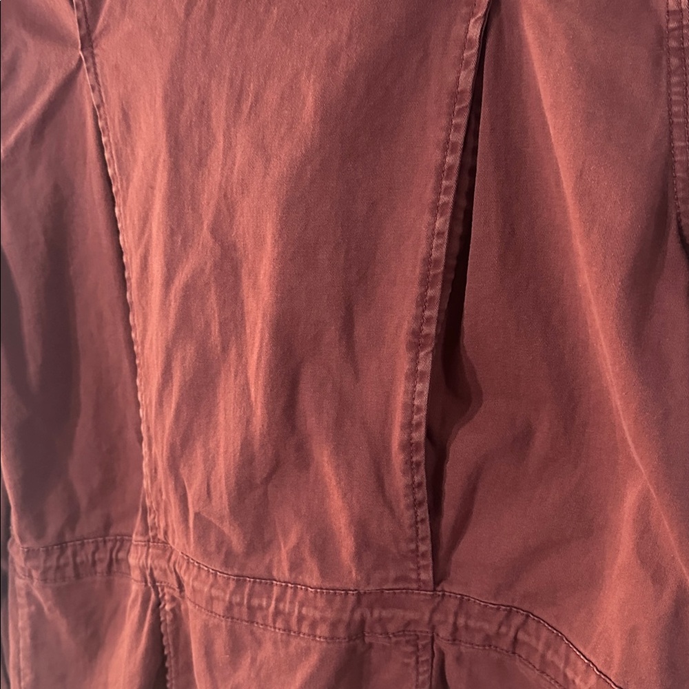Tinsel Safari‎ Safari Wine Colored Hooded Jacket Full Zip W/ Cinch Waist Size L - Picture 11 of 12